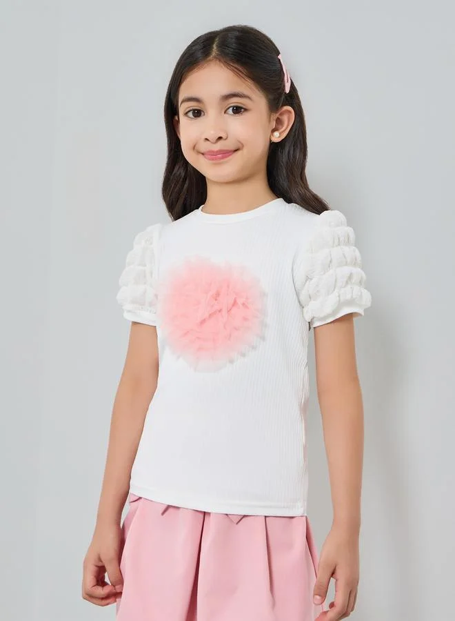 ستايلي طقم بلوزة بتطريز قلب وتنورة